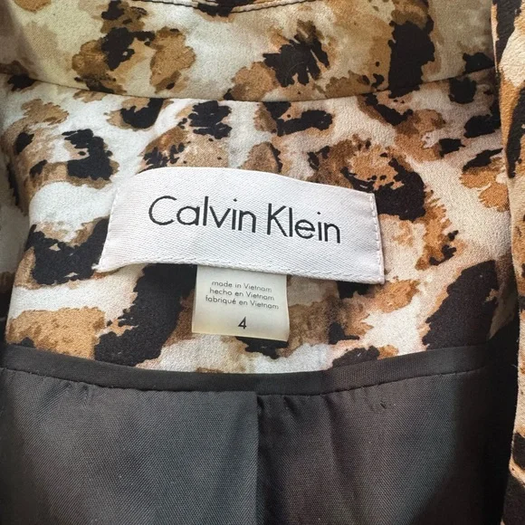 Calvin Klein Leopard Animal Print Blazer Career size 4 - Picture 3 of 7